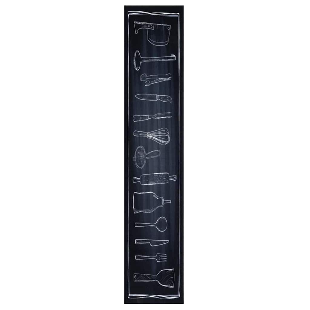 VidaXL tapis de cuisine noir 300 x 60 cm velours