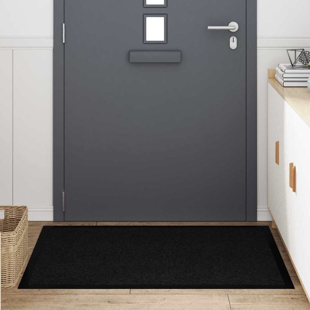Vidaxl paillasson noir 60 x 40 x 1,2 cm tissu peluche