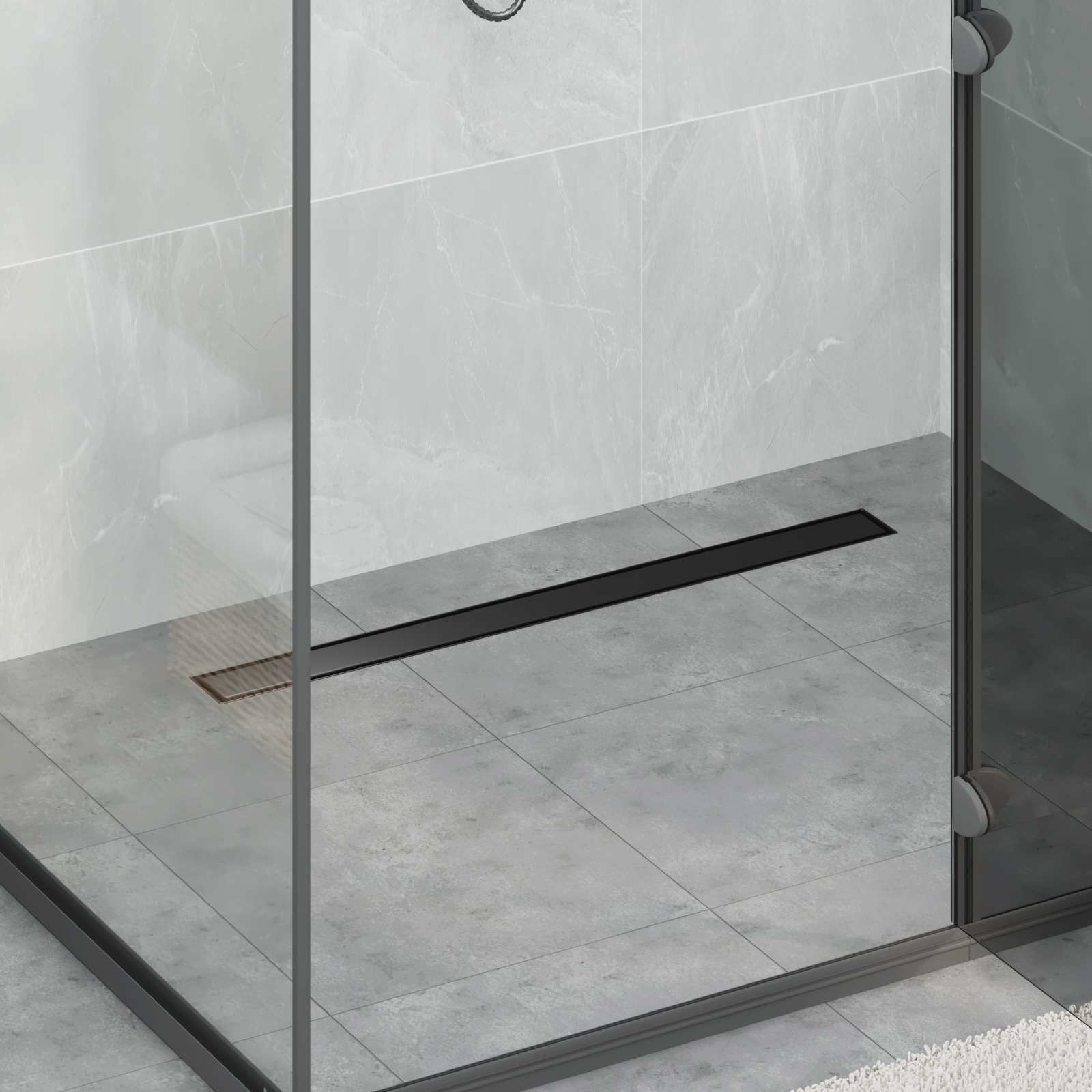 Vidaxx caniveau de douche 2 en 1 avec siphon 360° noir 80 cm