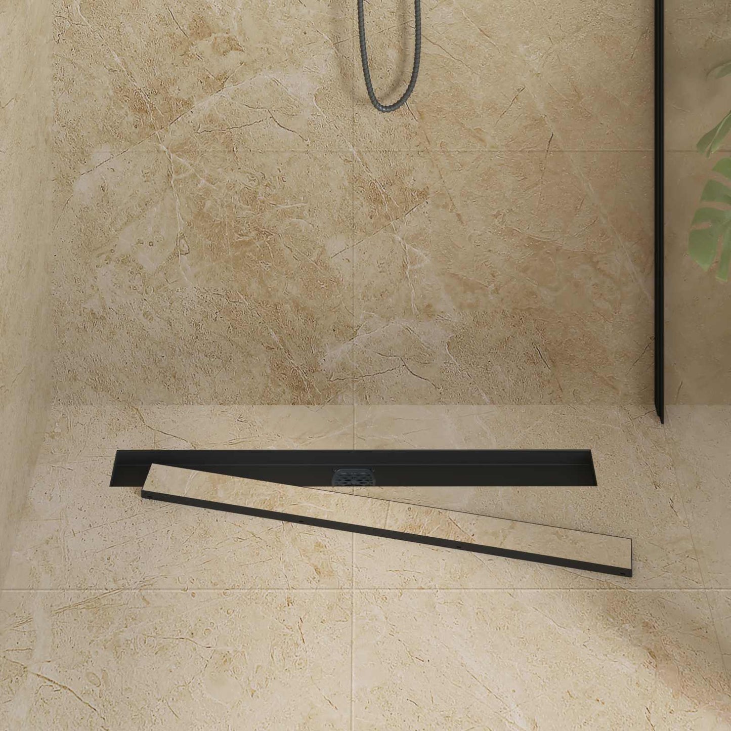 Vidaxx caniveau de douche 2 en 1 avec siphon 360° noir 80 cm