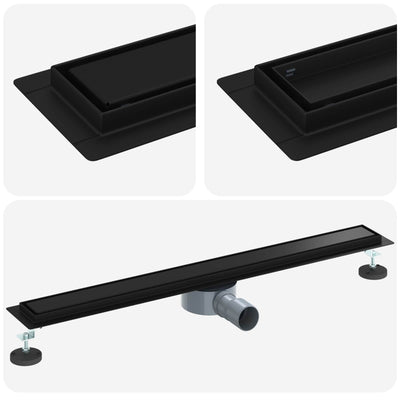 Vidaxx caniveau de douche 2 en 1 avec siphon 360° noir 80 cm