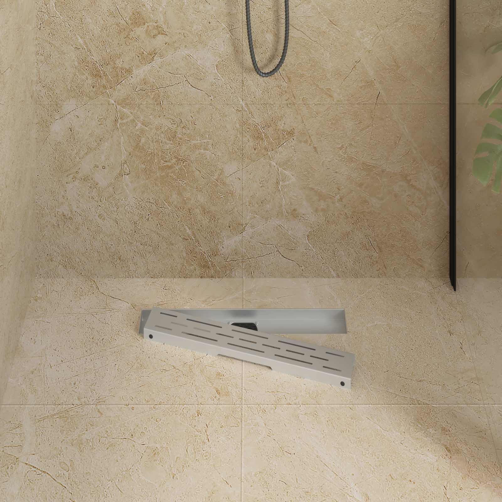 Vidaxx couvercle en verre pour caniveau de douche avec siphon 360° argent 50 cm