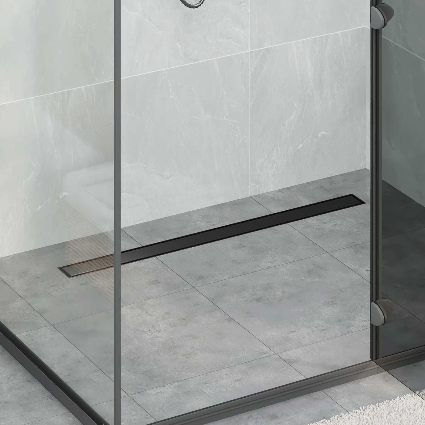 Vidaxx caniveau de douche 2 en 1 avec siphon 360° noir 90 cm