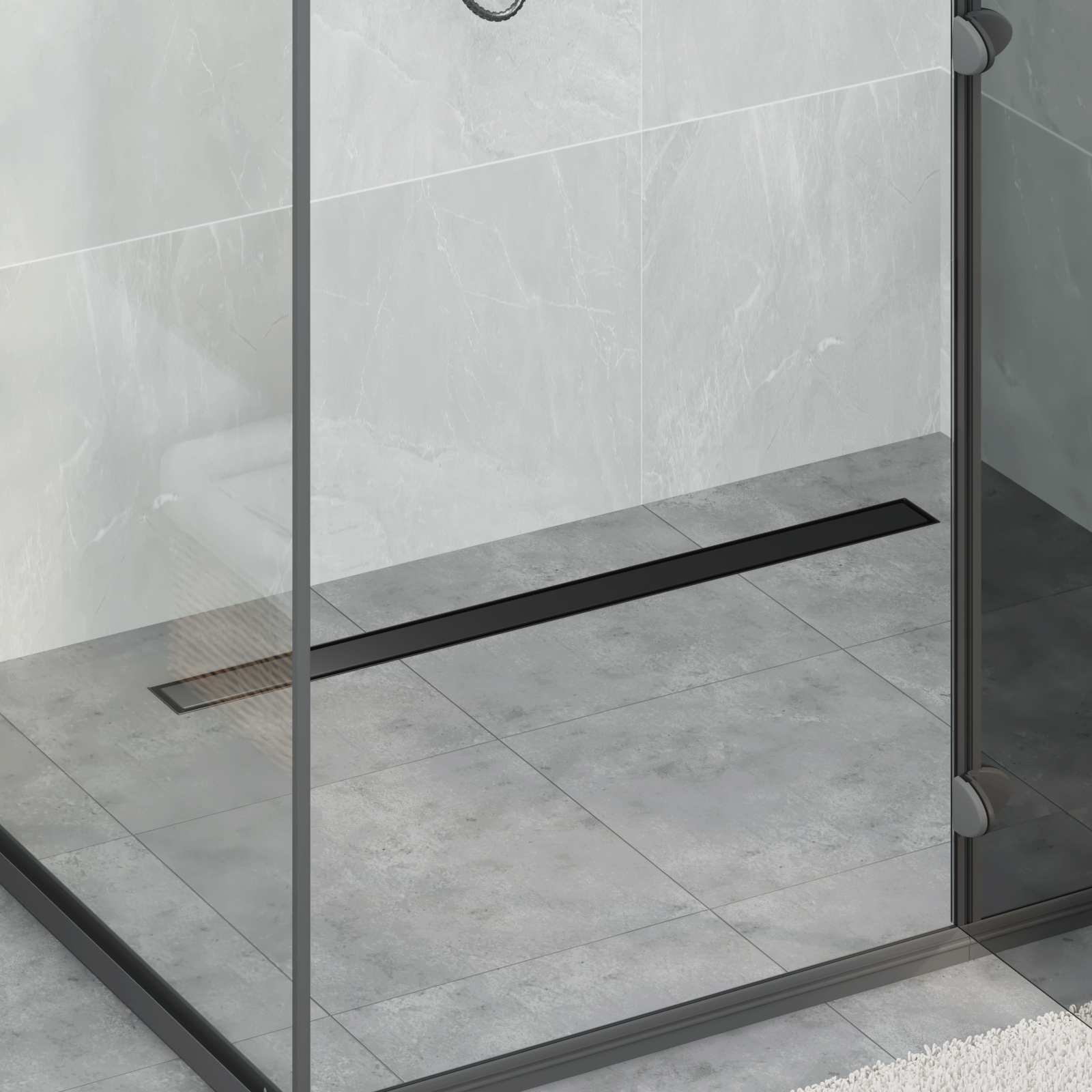 Vidaxx caniveau de douche 2 en 1 avec siphon 360° noir 90 cm