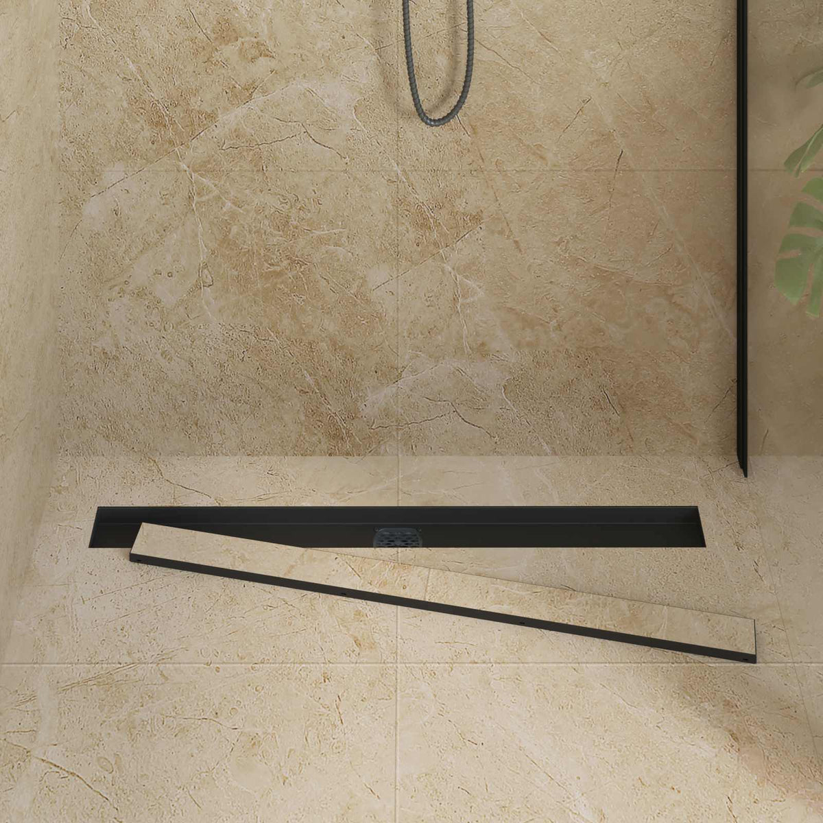 Vidaxx caniveau de douche 2 en 1 avec siphon 360° noir 90 cm