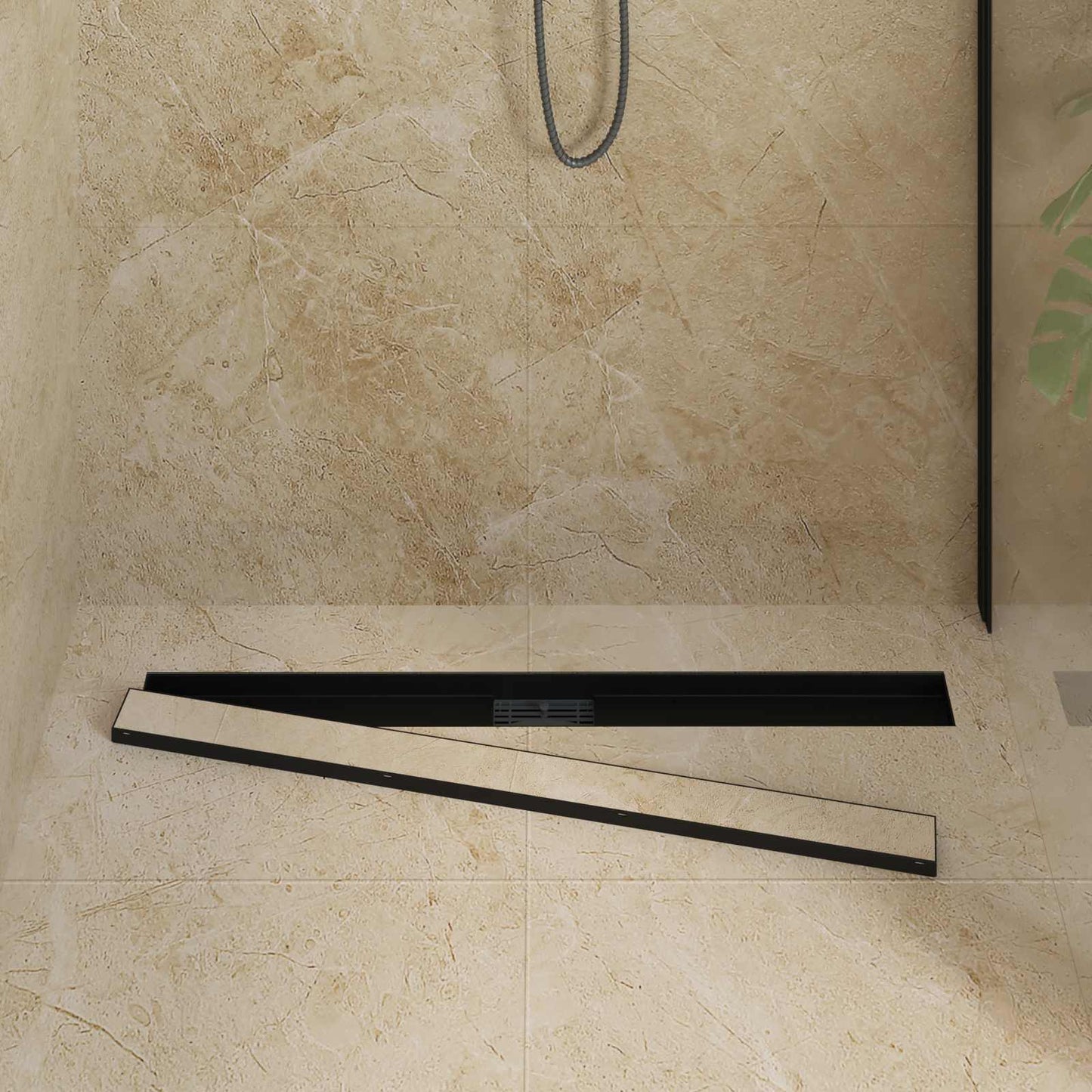 Vidaxx caniveau de douche 2 en 1 noir 100 cm acier inoxydable 304