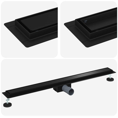 Vidaxx caniveau de douche 2 en 1 noir 100 cm acier inoxydable 304
