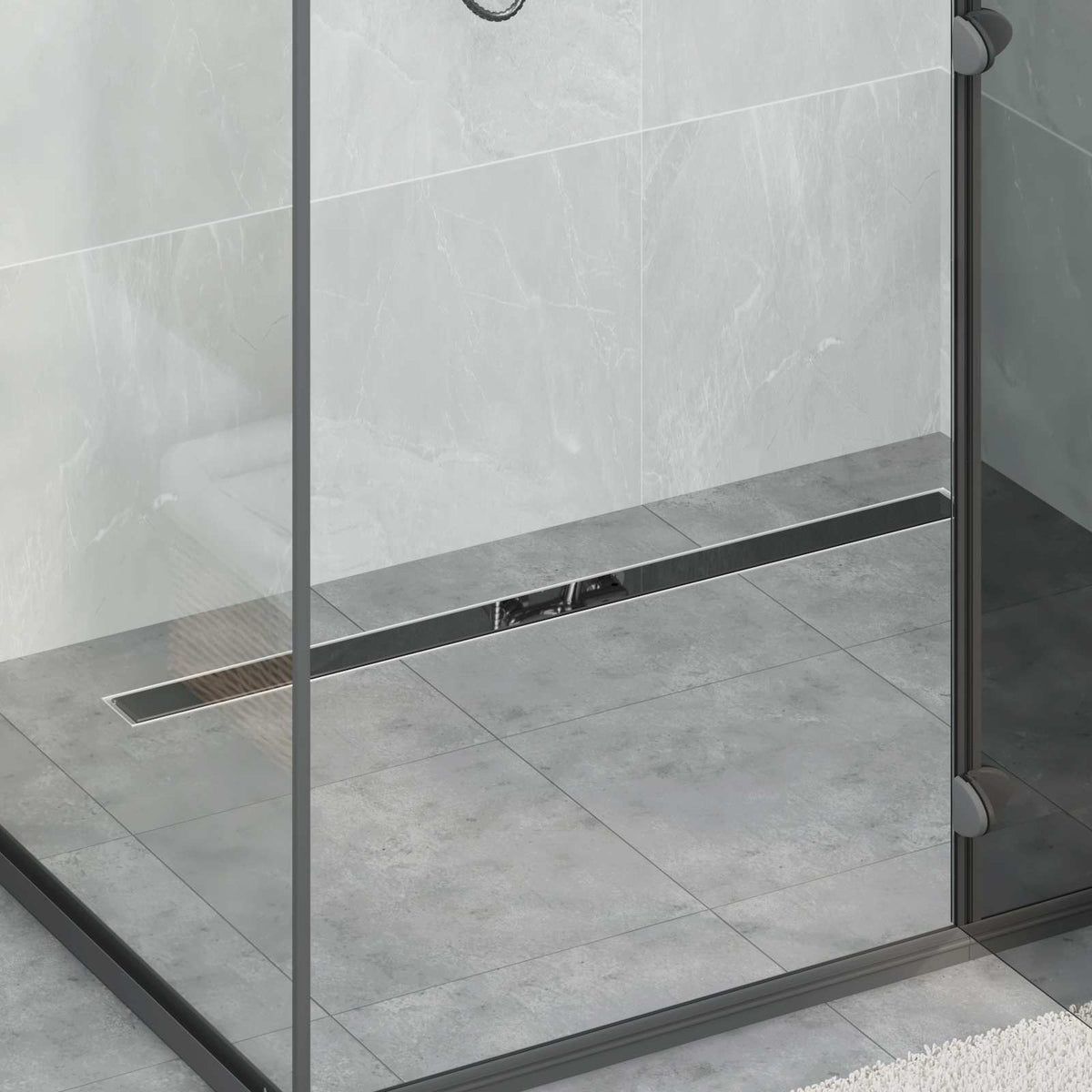Vidaxx couvercle en verre pour caniveau de douche avec siphon 360° noir 100 cm