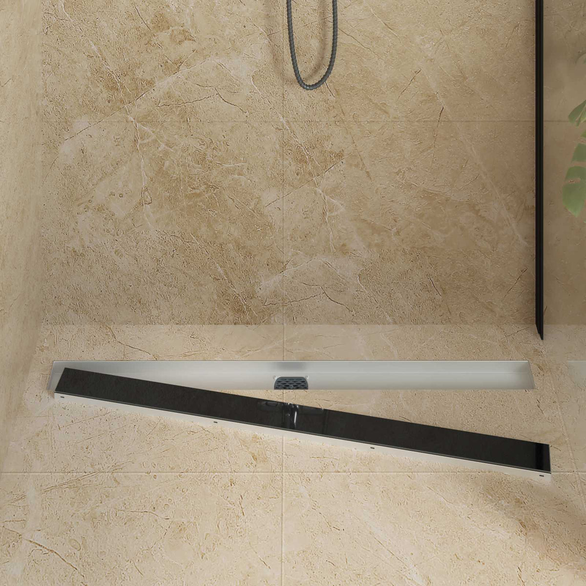 Vidaxx couvercle en verre pour caniveau de douche avec siphon 360° noir 100 cm