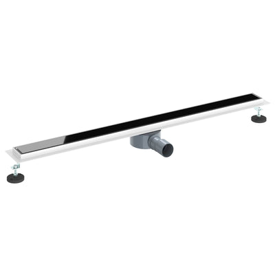 Vidaxx couvercle en verre pour caniveau de douche avec siphon 360° noir 100 cm