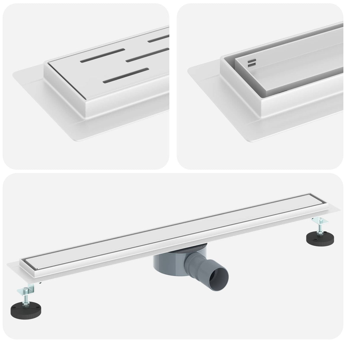 Vidaxx caniveau de douche 2 en 1 avec siphon 360° argent 70 cm