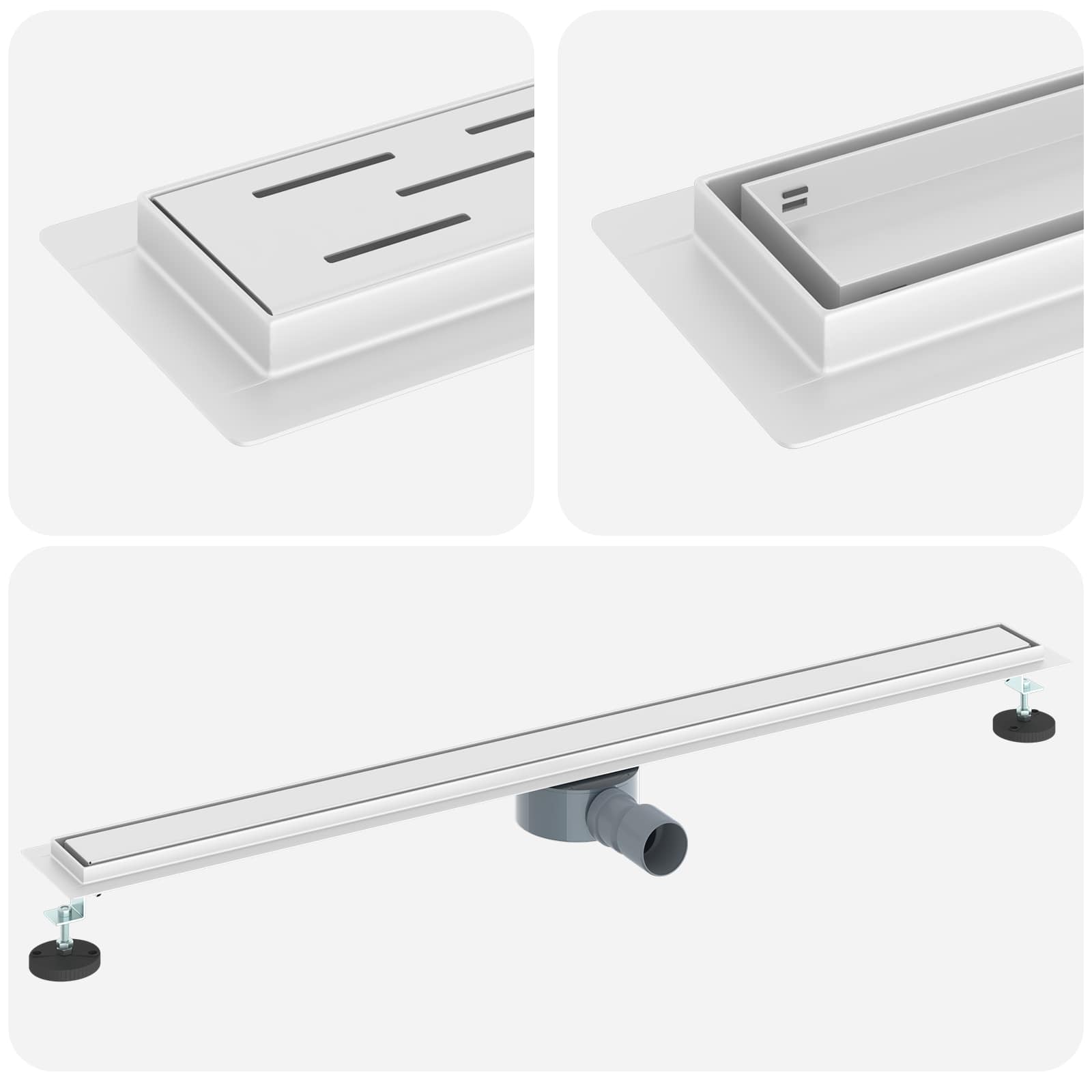 Vidaxx caniveau de douche 2 en 1 avec siphon 360° argent 100 cm
