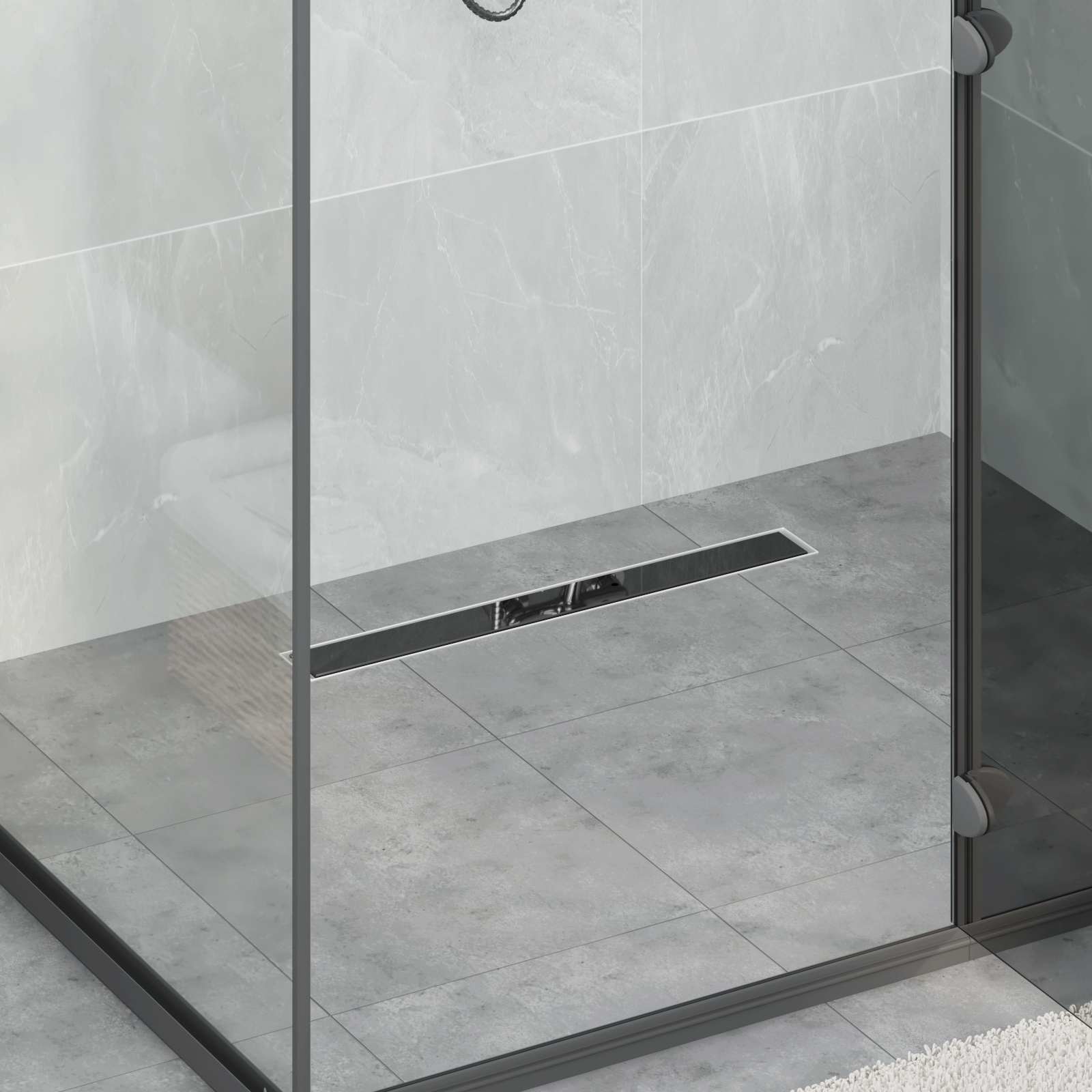 Vidaxx couvercle en verre pour caniveau de douche avec siphon 360° noir 60 cm