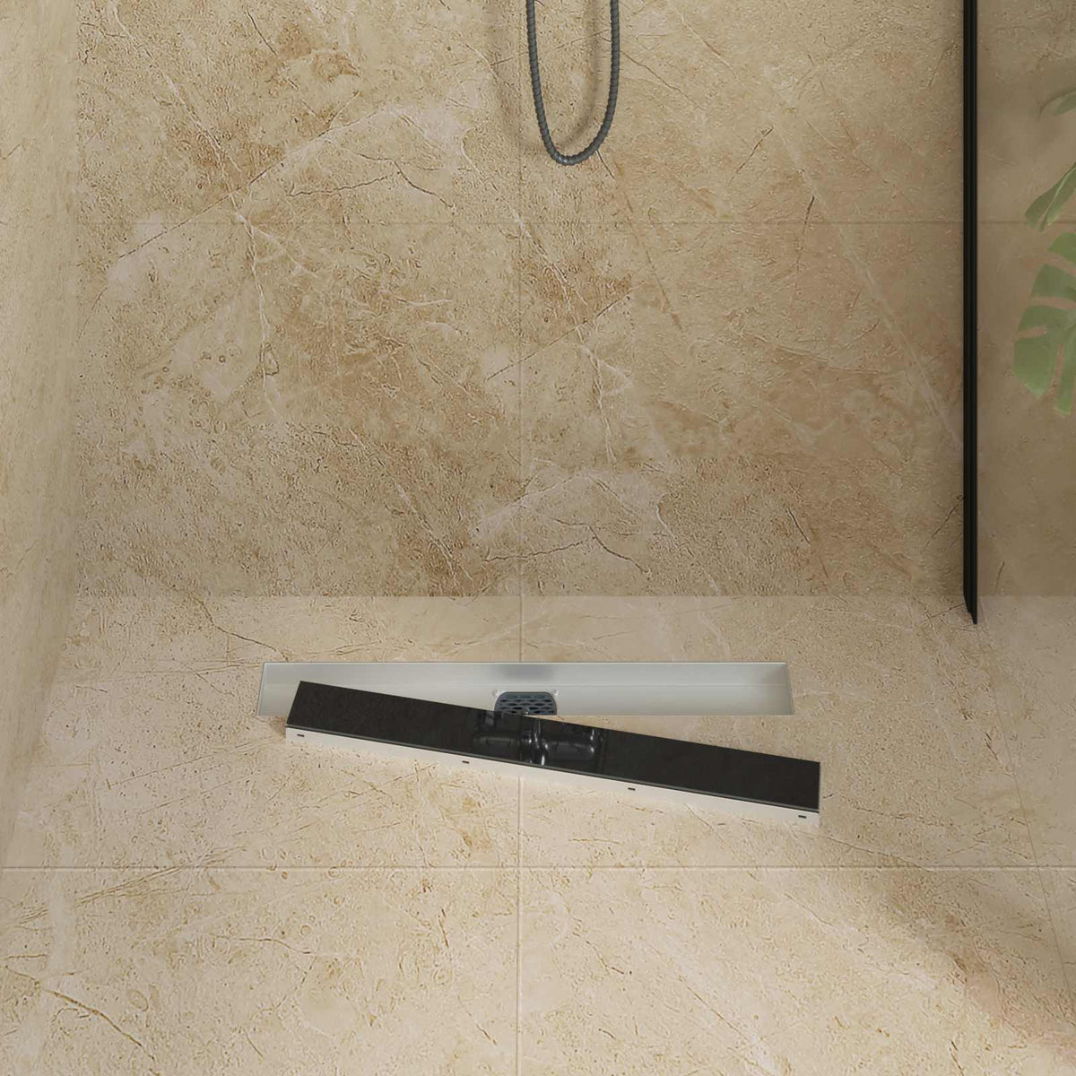 Vidaxx couvercle en verre pour caniveau de douche avec siphon 360° noir 60 cm