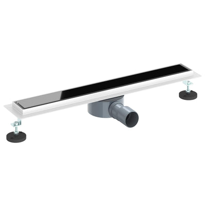 Vidaxx couvercle en verre pour caniveau de douche avec siphon 360° noir 60 cm