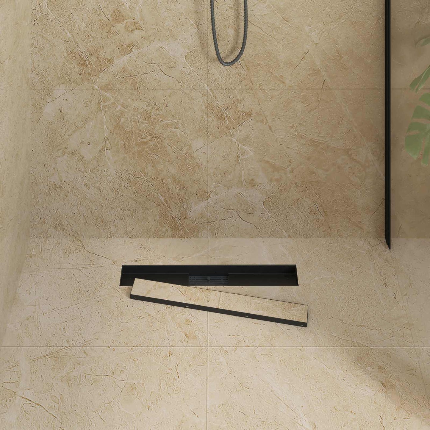 Vidaxx caniveau de douche 2 en 1 noir 60 cm acier inoxydable 304