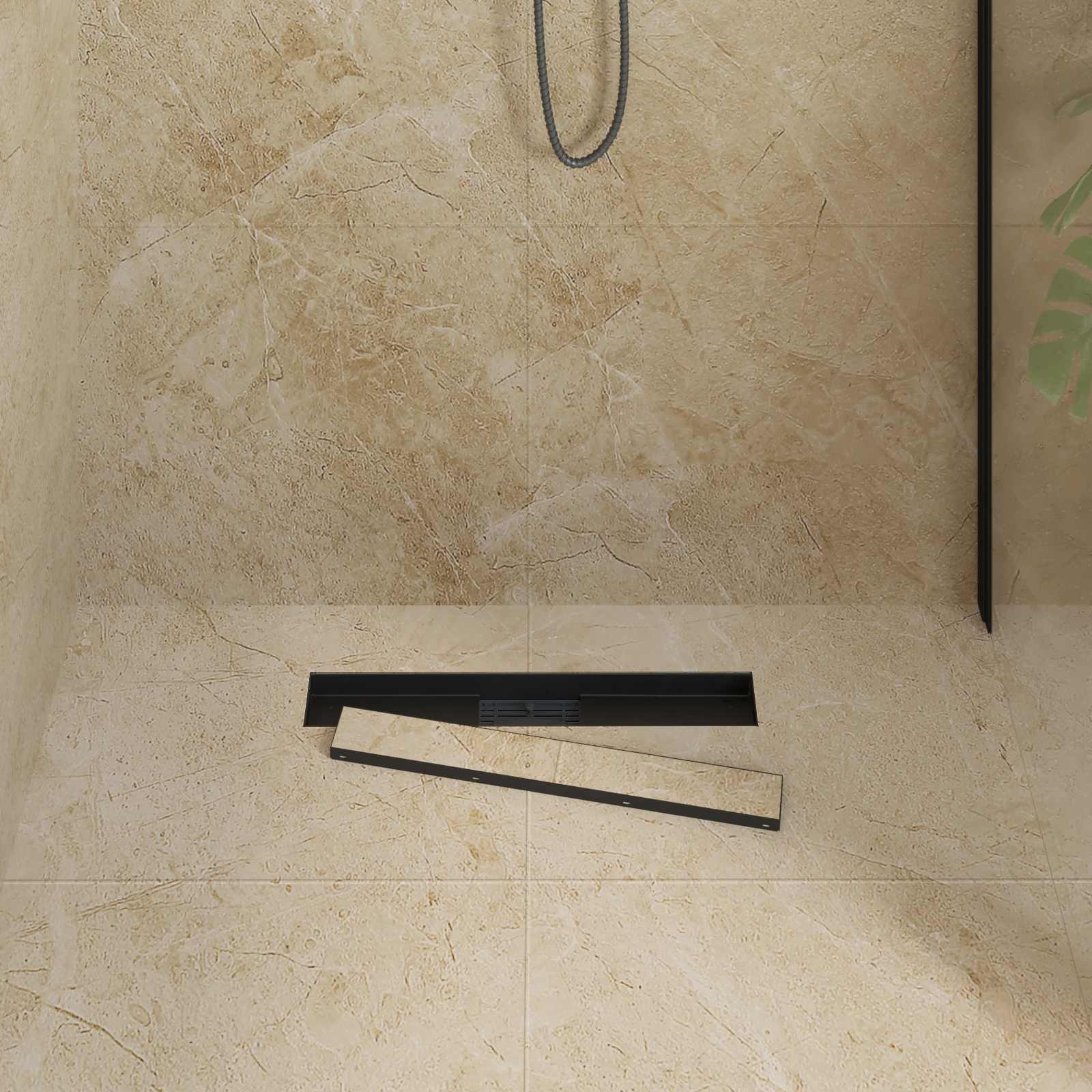 Vidaxx caniveau de douche 2 en 1 noir 60 cm acier inoxydable 304