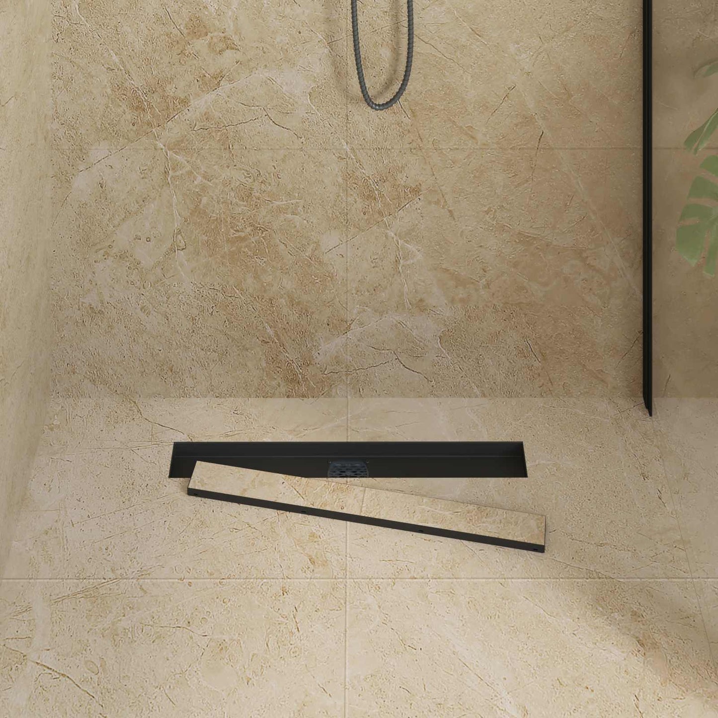 Vidaxx caniveau de douche 2 en 1 avec siphon 360° noir 60 cm