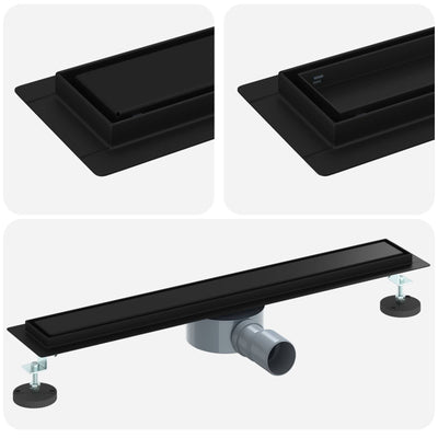 Vidaxx caniveau de douche 2 en 1 avec siphon 360° noir 60 cm