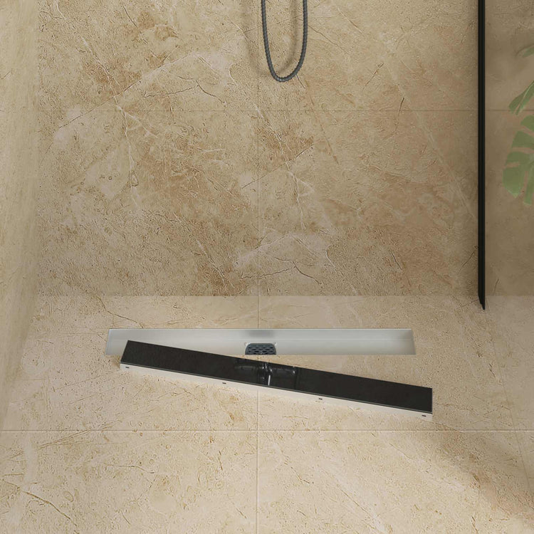 Vidaxx couvercle en verre pour caniveau de douche avec siphon 360° noir 70 cm