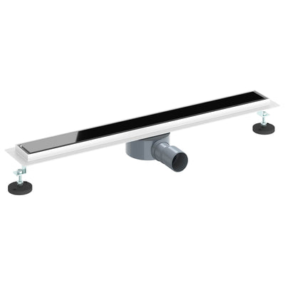 Vidaxx couvercle en verre pour caniveau de douche avec siphon 360° noir 70 cm