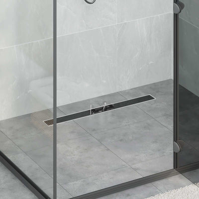 Vidaxxl caniveau de douche avec couvercle en verre noir 70 cm acier inoxydable 304