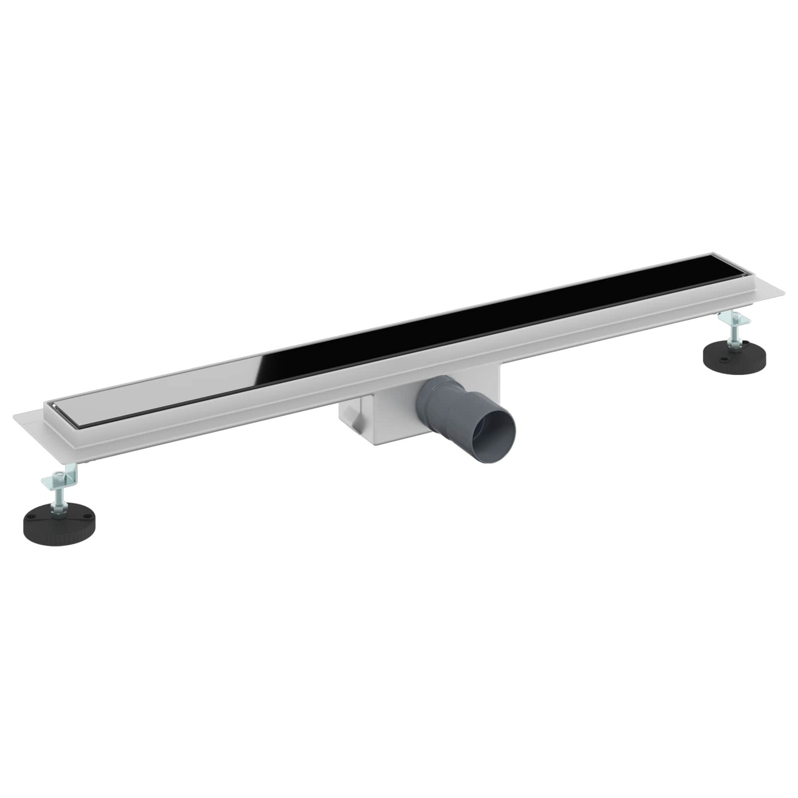 Vidaxxl caniveau de douche avec couvercle en verre noir 70 cm acier inoxydable 304