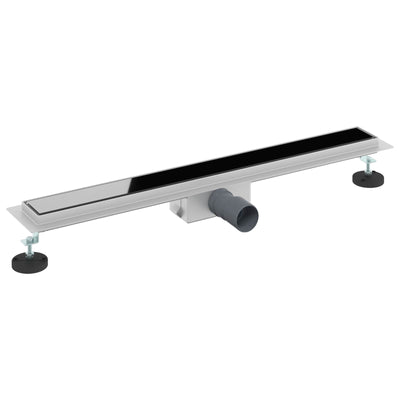 Vidaxxl caniveau de douche avec couvercle en verre noir 70 cm acier inoxydable 304