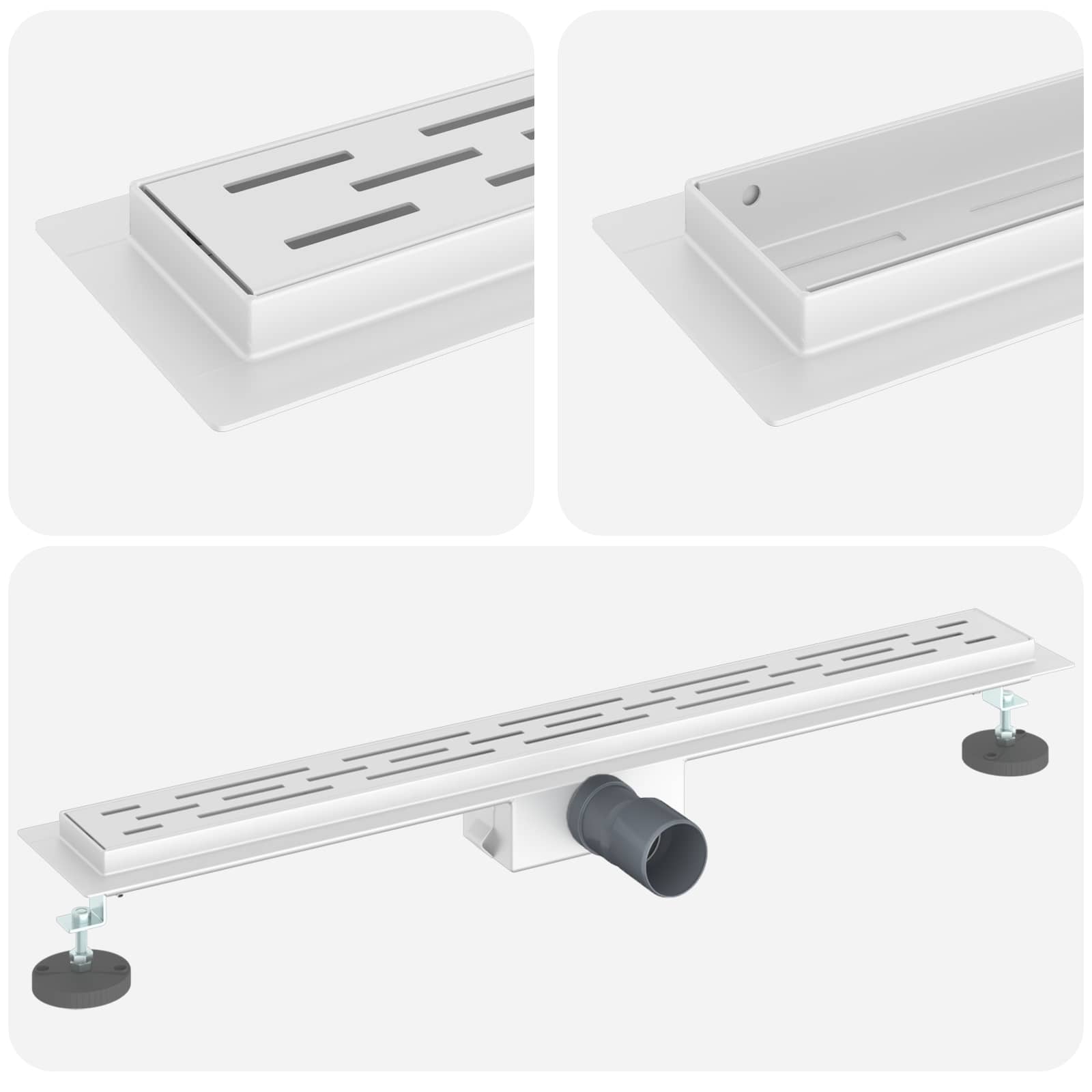 Vidaxx caniveau de douche avec ligne design argent 70 cm acier inoxydable 304