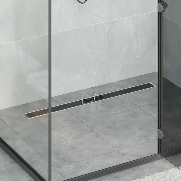Vidaxxl caniveau de douche avec couvercle en verre noir 100 cm acier inoxydable 304