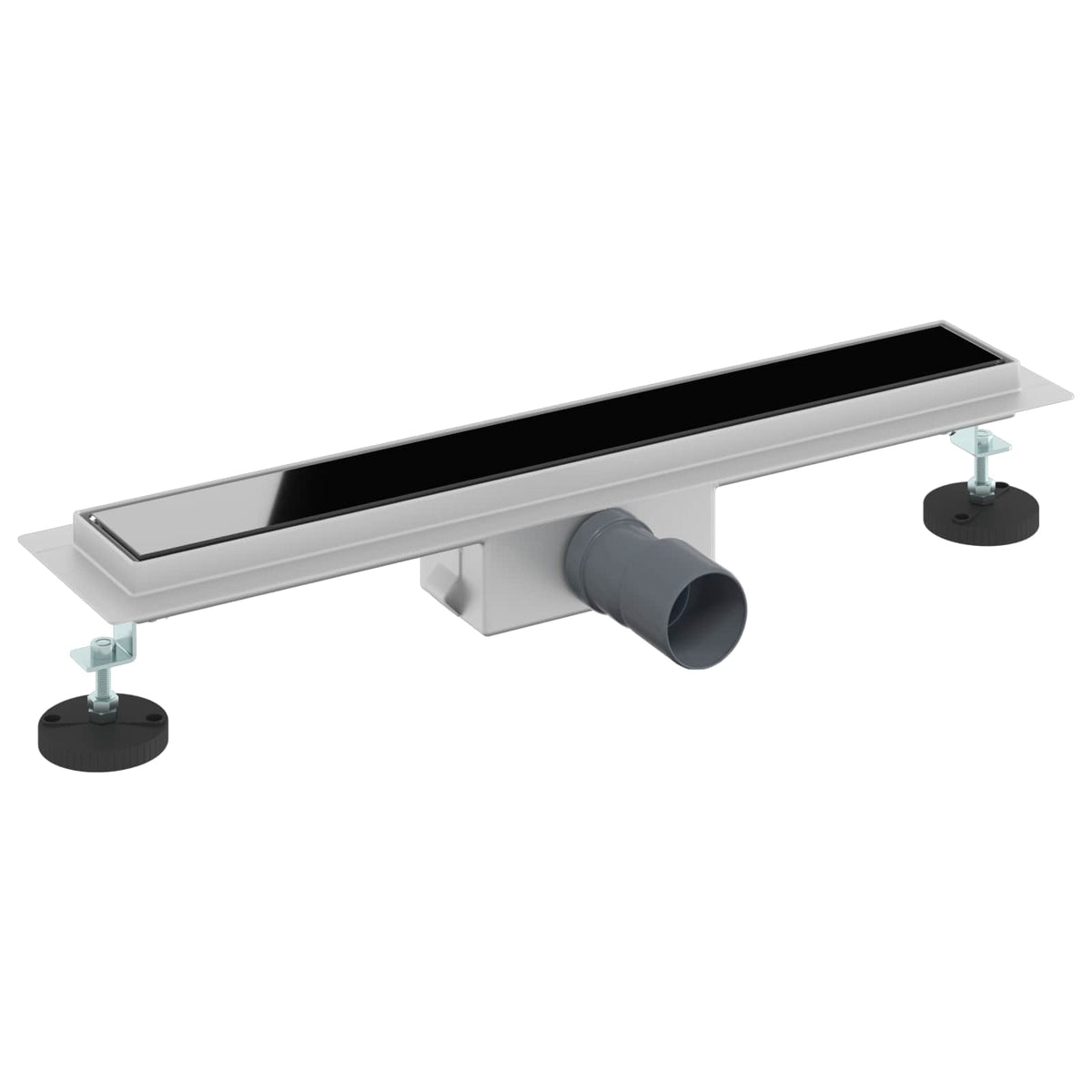 Vidaxx caniveau de douche avec couvercle en verre noir 50 cm acier inoxydable 304