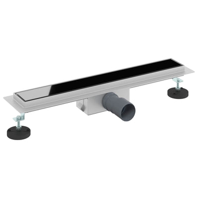 Vidaxx caniveau de douche avec couvercle en verre noir 50 cm acier inoxydable 304
