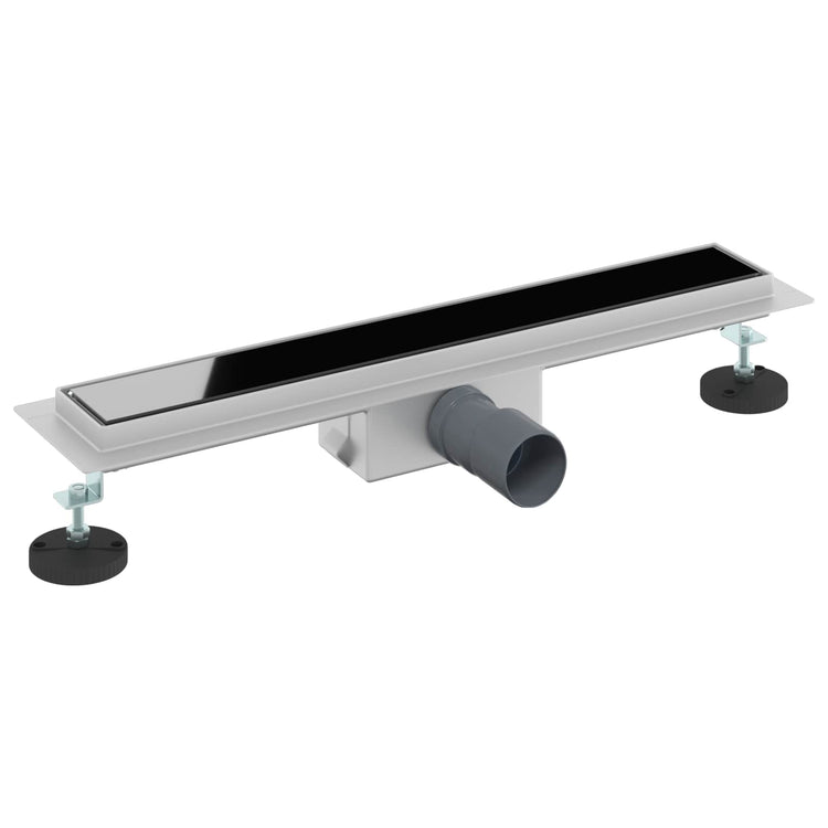Vidaxx caniveau de douche avec couvercle en verre noir 50 cm acier inoxydable 304