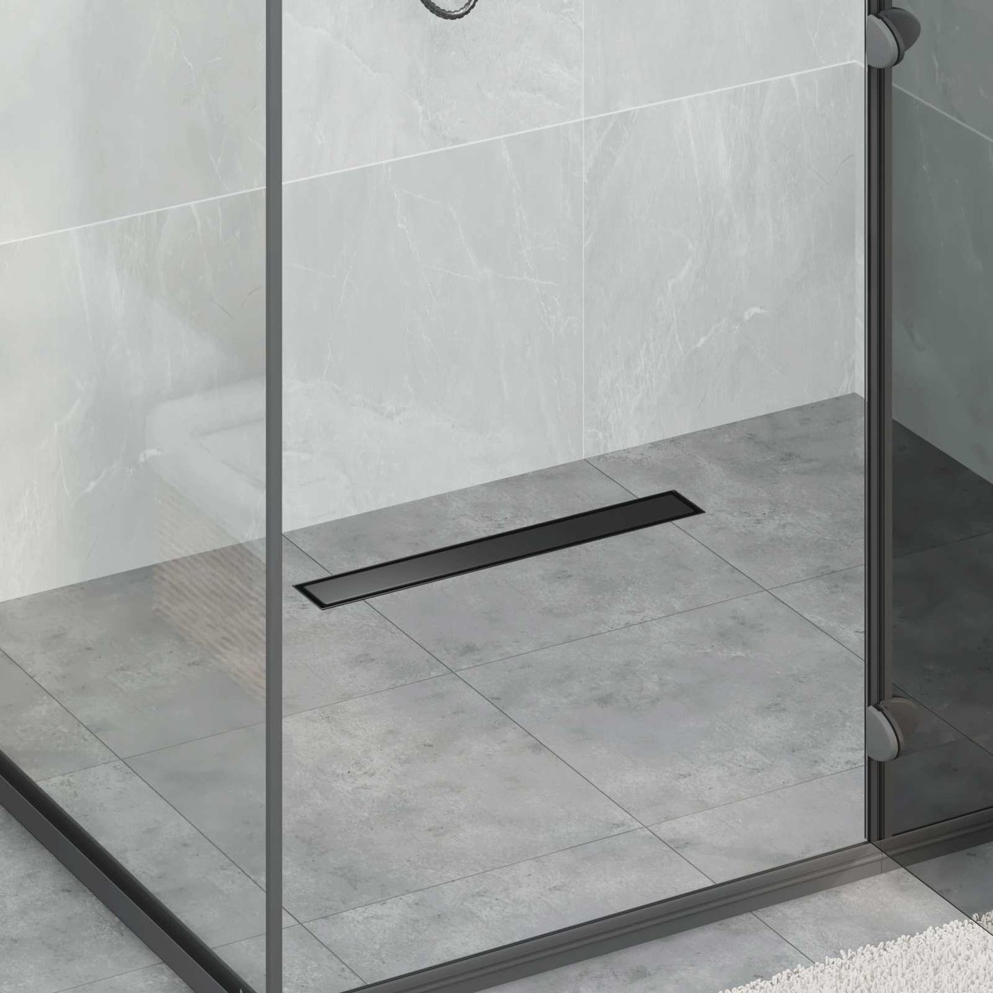 Vidaxx caniveau de douche 2 en 1 avec siphon 360° noir 50 cm