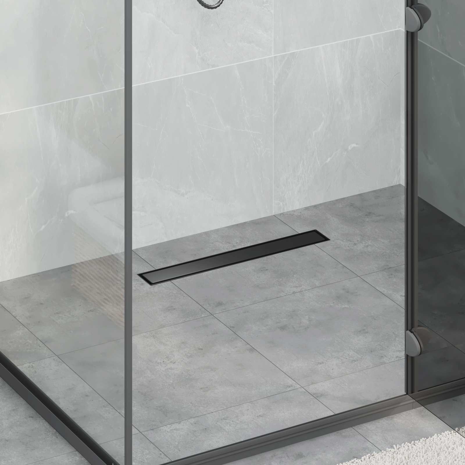 Vidaxx caniveau de douche 2 en 1 avec siphon 360° noir 50 cm
