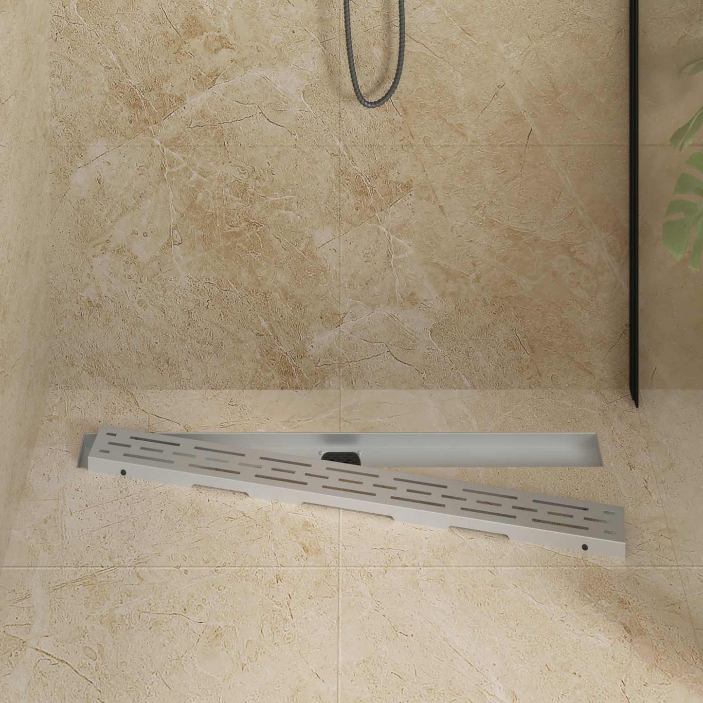 Vidaxx couvercle en verre pour caniveau de douche avec siphon 360° argent 90 cm