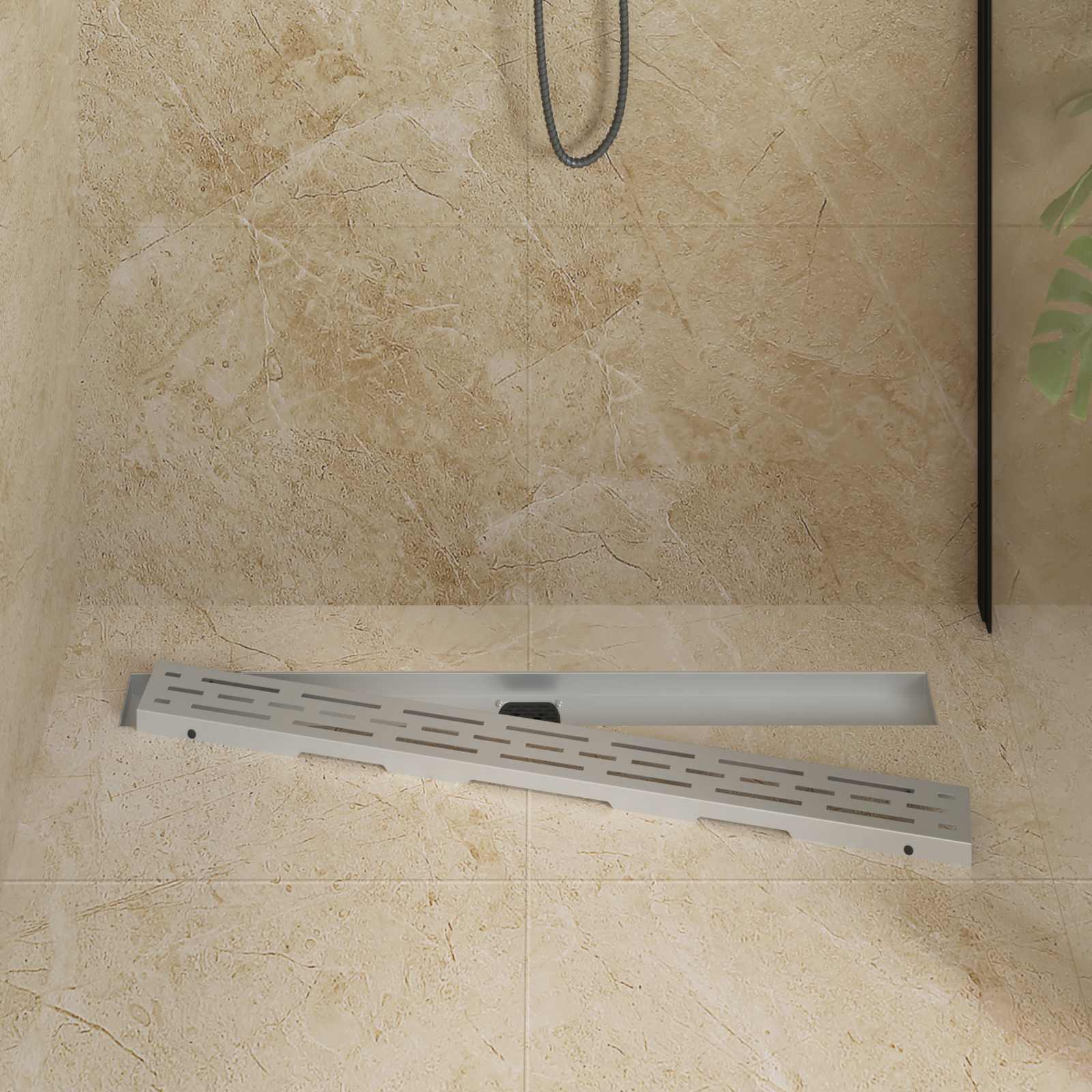 Vidaxx couvercle en verre pour caniveau de douche avec siphon 360° argent 90 cm