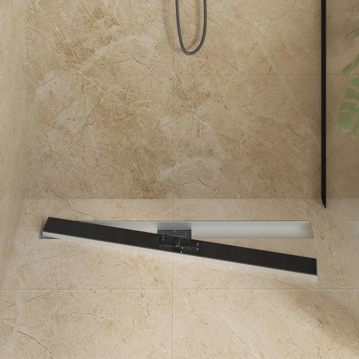 Vidaxx caniveau de douche avec couvercle en verre noir 90 cm acier inoxydable 304