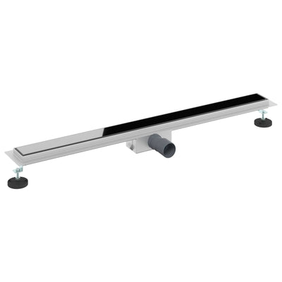 Vidaxx caniveau de douche avec couvercle en verre noir 90 cm acier inoxydable 304