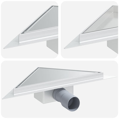 VidaXL Drain de douche triangulaire 2 en 1 argent 32 x 32 x 7,5 cm