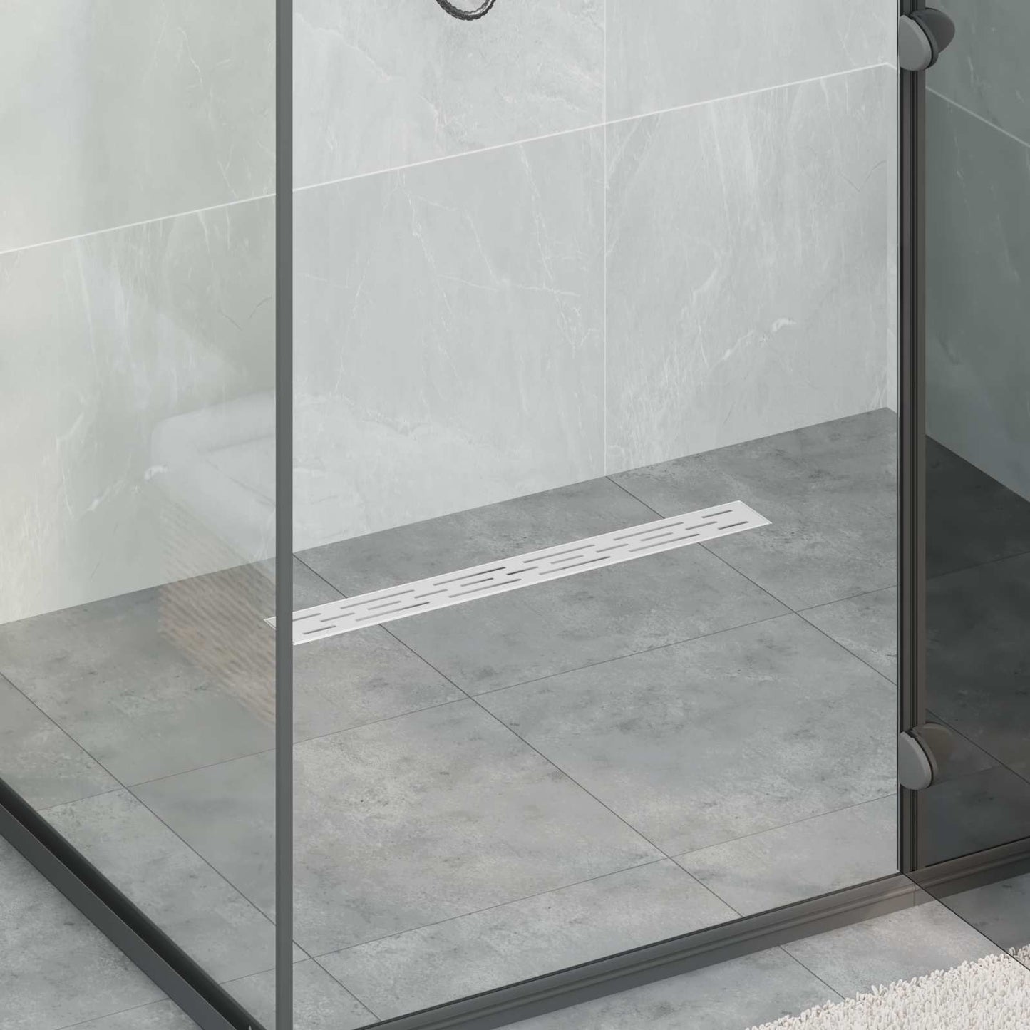 Vidaxx couvercle en verre pour caniveau de douche avec siphon 360° argent 60 cm