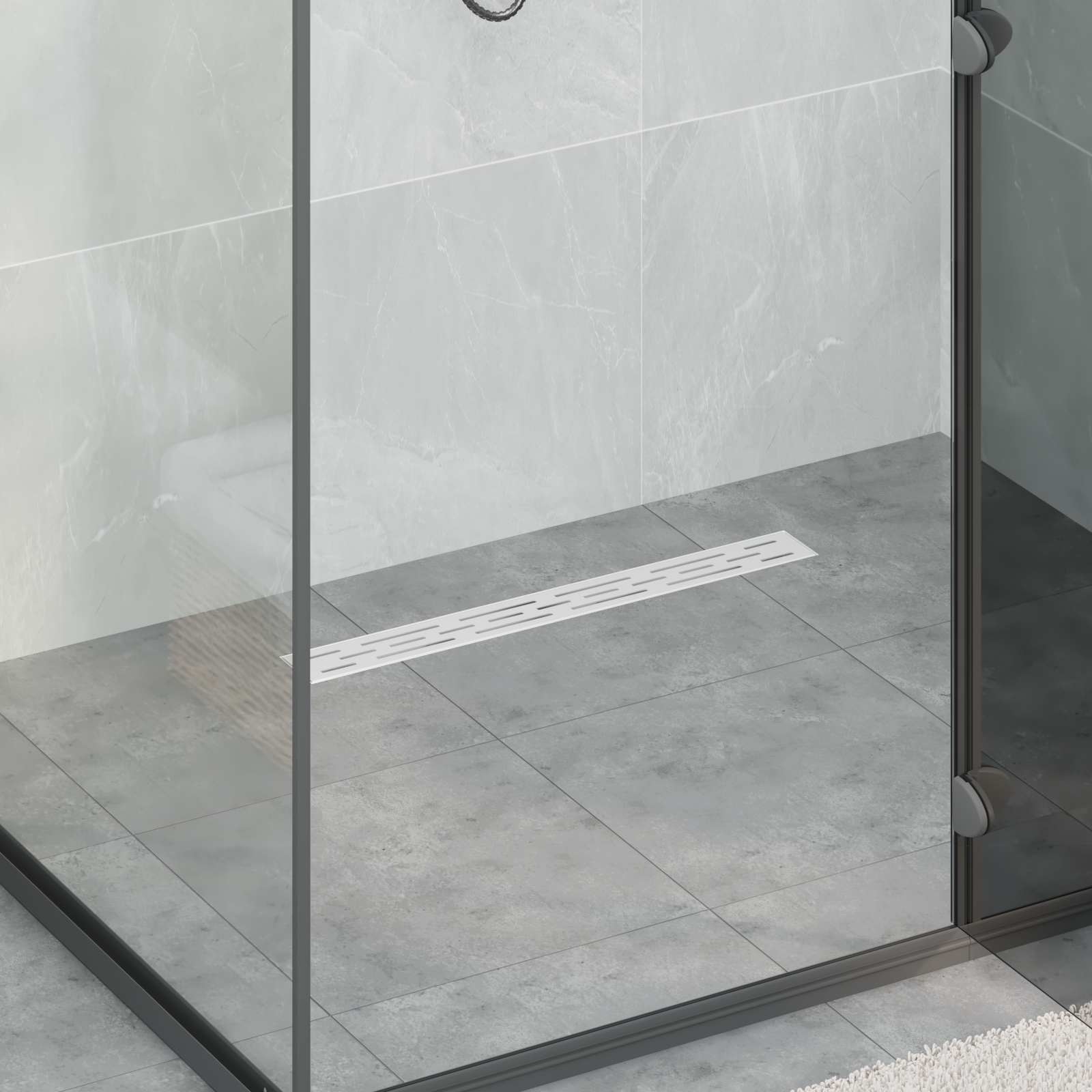 Vidaxx couvercle en verre pour caniveau de douche avec siphon 360° argent 60 cm