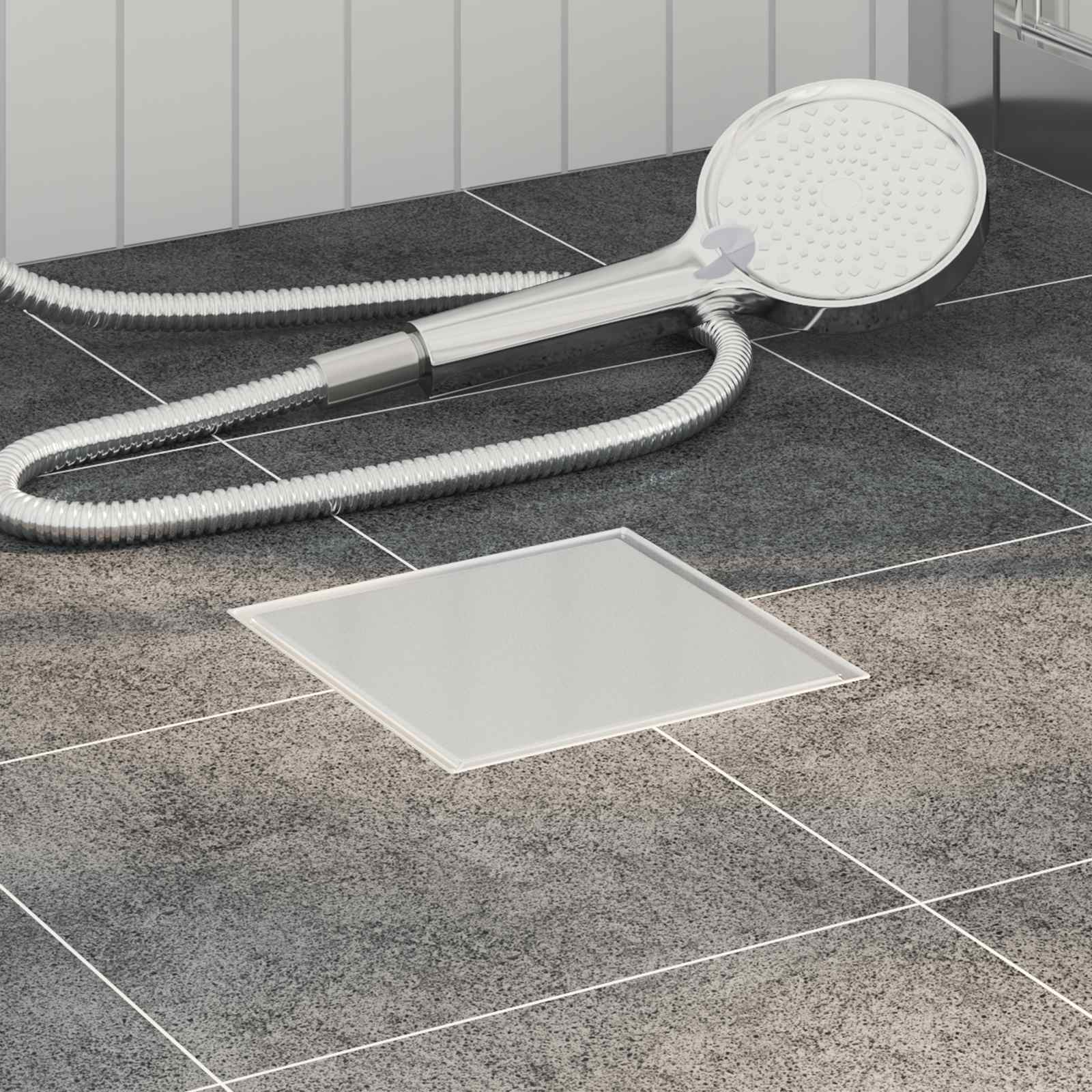 Vidaxx Caniveau de douche 2 en 1 argent 15 x 15 cm acier inoxydable 304