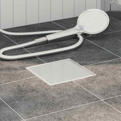 Vidaxx Caniveau de douche 2 en 1 argent 15 x 15 cm acier inoxydable 304