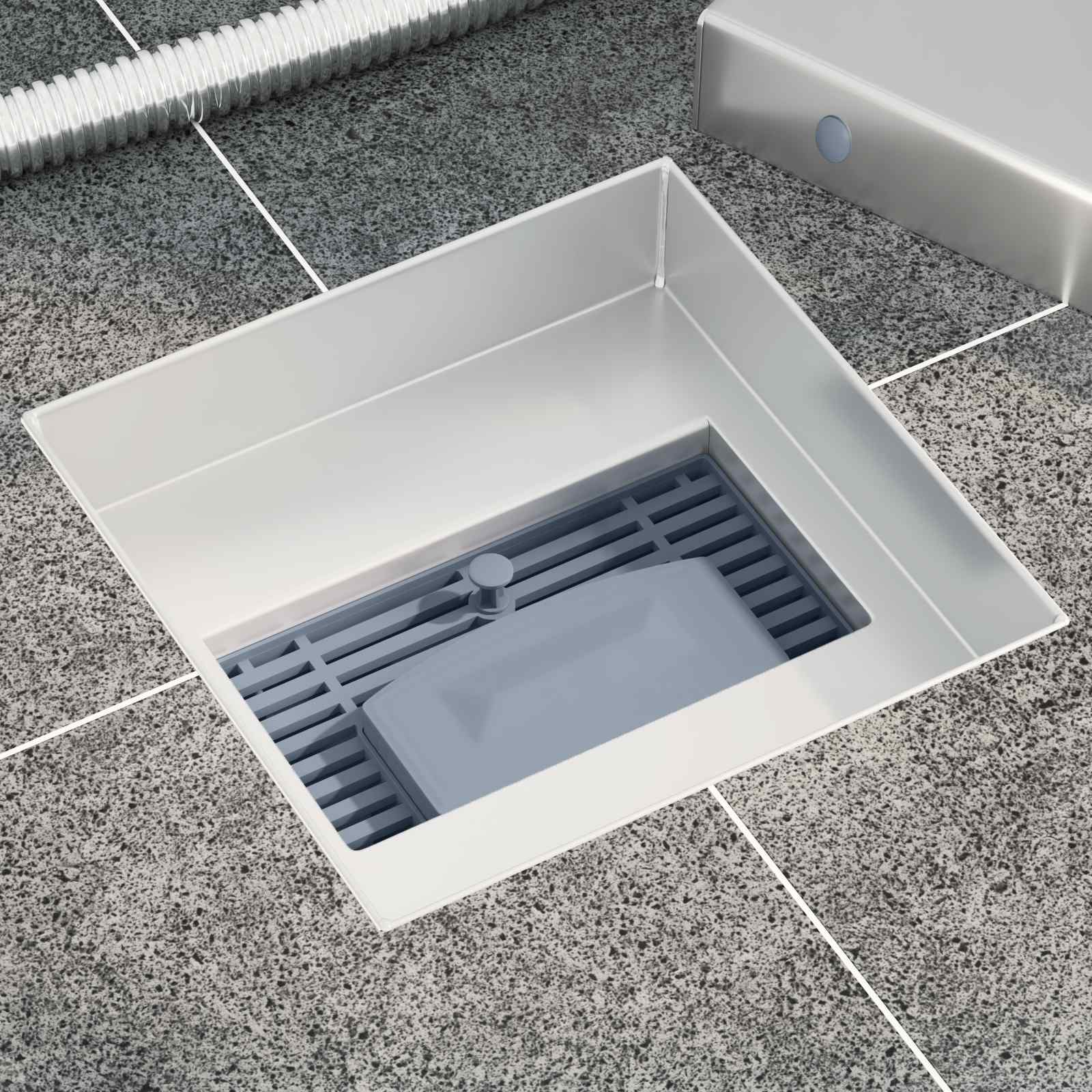Vidaxx Caniveau de douche 2 en 1 argent 15 x 15 cm acier inoxydable 304