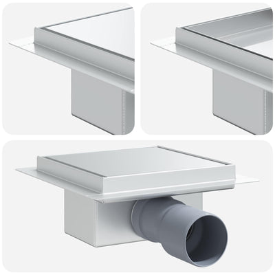 Vidaxx Caniveau de douche 2 en 1 argent 15 x 15 cm acier inoxydable 304