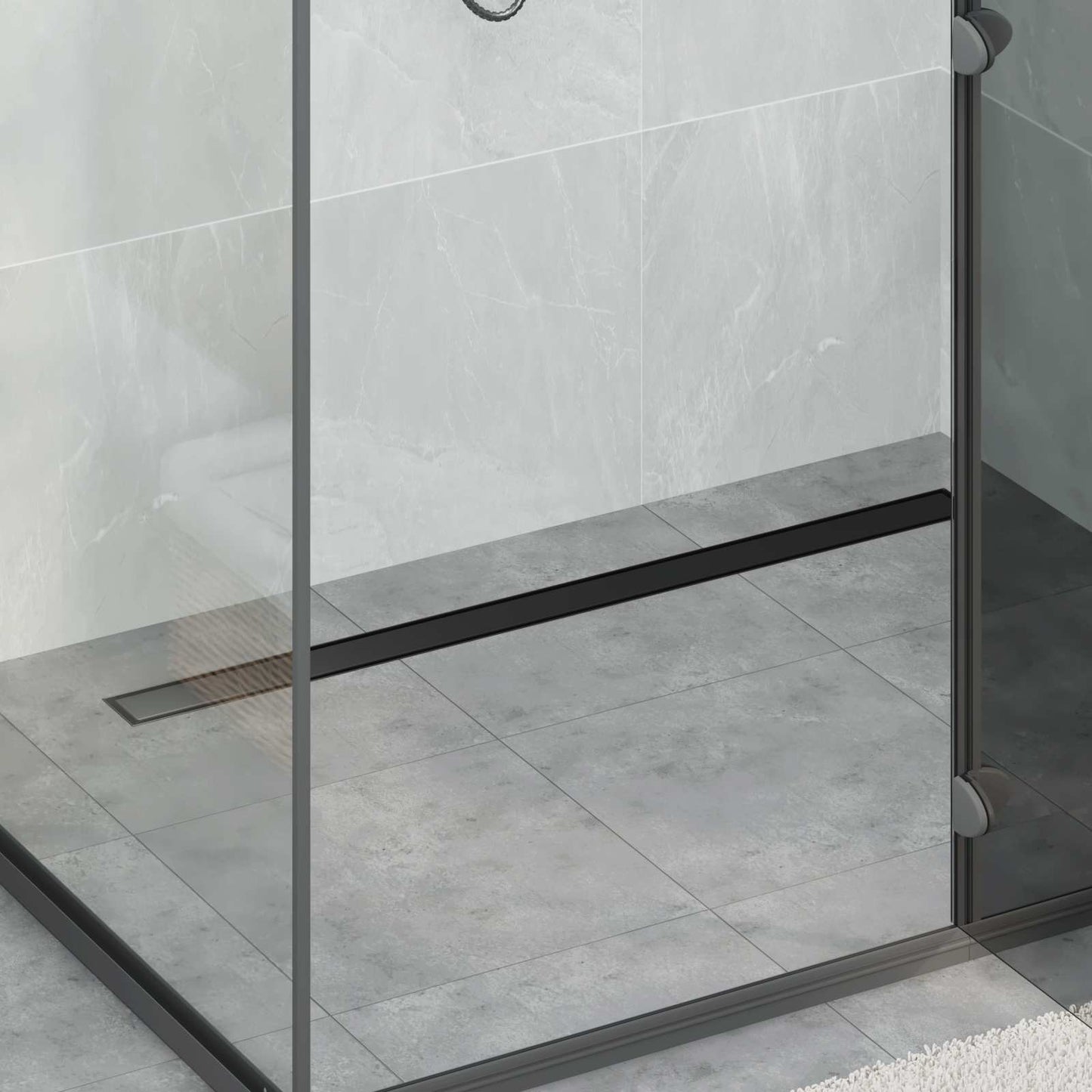 Vidaxx caniveau de douche 2 en 1 avec siphon 360° noir 100 cm