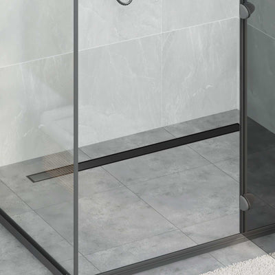 Vidaxx caniveau de douche 2 en 1 avec siphon 360° noir 100 cm
