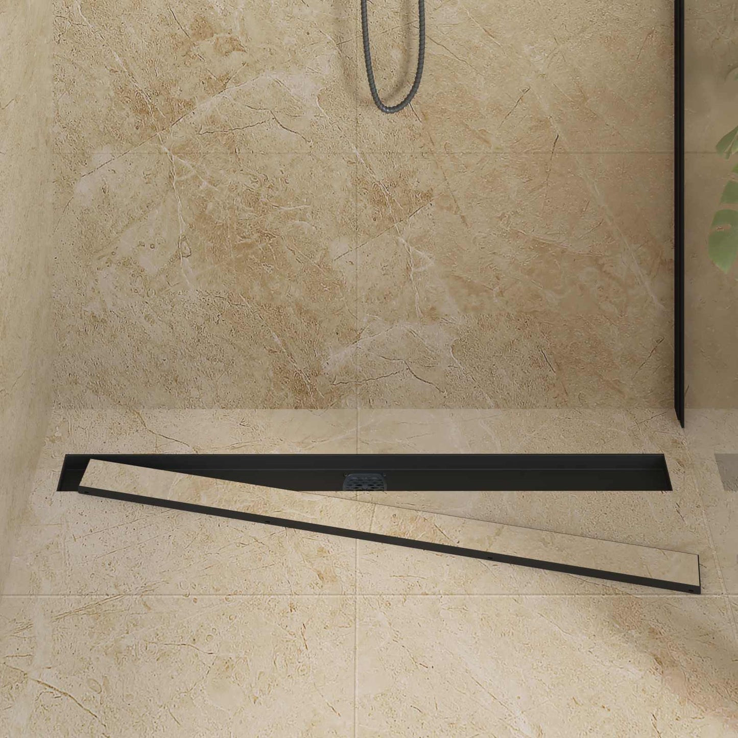 Vidaxx caniveau de douche 2 en 1 avec siphon 360° noir 100 cm