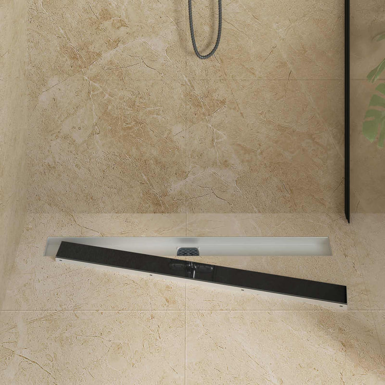 Vidaxx couvercle en verre pour caniveau de douche avec siphon 360° noir 90 cm
